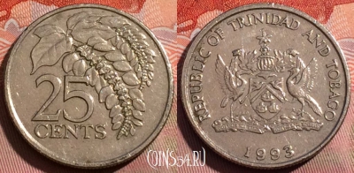 Тринидад и Тобаго 25 центов 1993 года, KM# 32, 257a-054