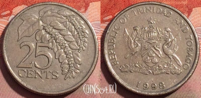 Тринидад и Тобаго 25 центов 1998 года, KM# 32, 257a-060