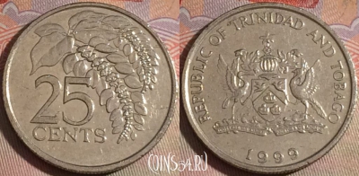 Тринидад и Тобаго 25 центов 1999 года, KM# 32, 151b-013