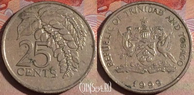 Тринидад и Тобаго 25 центов 1999 года, KM# 32, 151b-143