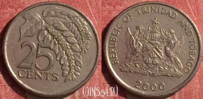 Тринидад и Тобаго 25 центов 2000 года, KM# 32, 440-055