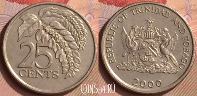 Тринидад и Тобаго 25 центов 2000 года, KM# 32, 443-116