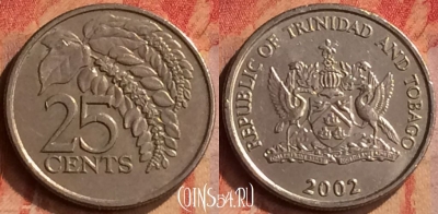 Тринидад и Тобаго 25 центов 2002 года, KM# 32, 414-120