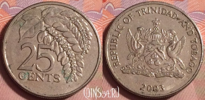 Тринидад и Тобаго 25 центов 2003 года, KM# 32, 223k-059