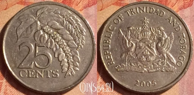 Тринидад и Тобаго 25 центов 2005 года, KM# 32, 104o-077