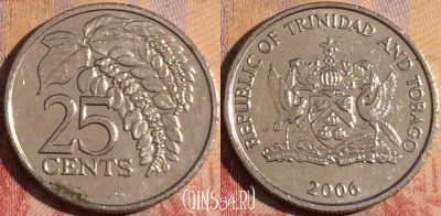 Тринидад и Тобаго 25 центов 2006 года, KM# 32, 167a-109