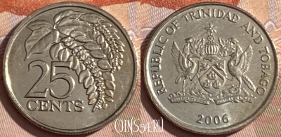 Тринидад и Тобаго 25 центов 2006 года, KM# 32, 176r-120
