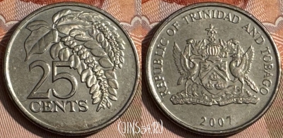 Тринидад и Тобаго 25 центов 2007 года, KM# 32, 142s-001