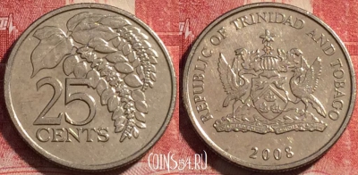 Тринидад и Тобаго 25 центов 2008 года, KM# 32, 080c-021