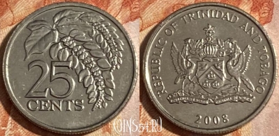 Тринидад и Тобаго 25 центов 2008 года, KM# 32, 161r-053