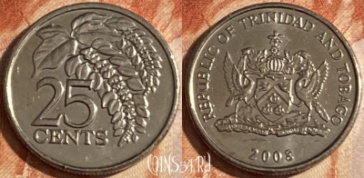 Тринидад и Тобаго 25 центов 2008 года, KM# 32, 170r-052