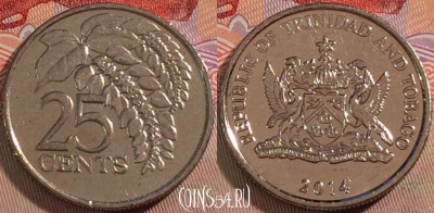 Тринидад и Тобаго 25 центов 2014 года, KM# 32, 131b-100