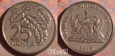 Тринидад и Тобаго 25 центов 2016 года, KM# 32, 225f-097