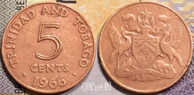 Тринидад и Тобаго 5 центов 1966 года, KM# 2, 140-009