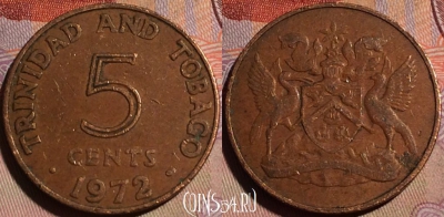 Тринидад и Тобаго 5 центов 1972 года, KM# 2, 147a-044