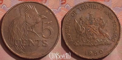 Тринидад и Тобаго 5 центов 1980 года, KM# 30, 278k-044