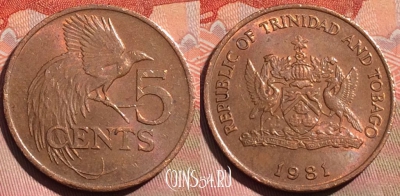 Тринидад и Тобаго 5 центов 1981 года, KM# 30, 059b-040
