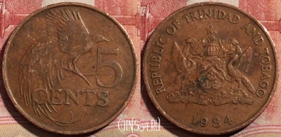 Тринидад и Тобаго 5 центов 1984 года, KM# 30, 215-040