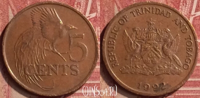 Тринидад и Тобаго 5 центов 1992 года, KM# 30, 051n-119