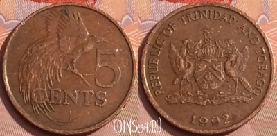 Тринидад и Тобаго 5 центов 1992 года, KM# 30, 346k-101