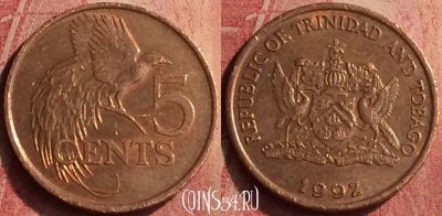 Тринидад и Тобаго 5 центов 1992 года, KM# 30, 424n-012