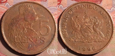 Тринидад и Тобаго 5 центов 1996 года, KM# 30, 221a-094
