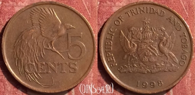 Тринидад и Тобаго 5 центов 1998 года, KM# 30, 407-123