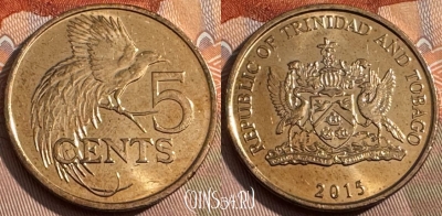 Тринидад и Тобаго 5 центов 2015 г., KM# 30, 155s-063 ♛