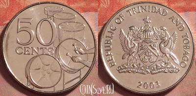 Тринидад и Тобаго 50 центов 2003 г., KM# 33, UNC, 135k-097