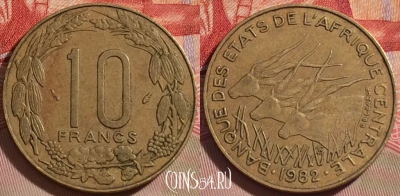 Центральная Африка 10 франков 1982 года, KM# 9, 087b-098