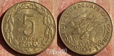 Центральная Африка 5 франков 1975 года, 184p-022 ♛