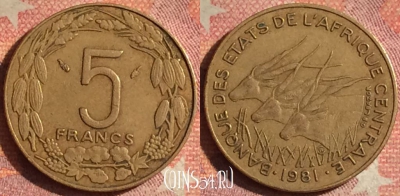 Центральная Африка 5 франков 1981 года, 185i-120
