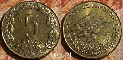 Центральная Африка 5 франков 1998 года, UNC, 503s-052