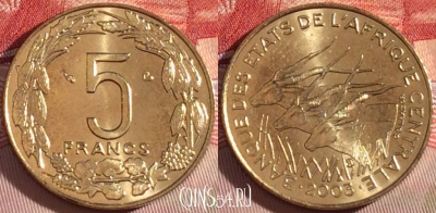 Центральная Африка 5 франков 2003 года, UNC, 268-081