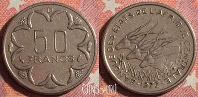 Центральная Африка 50 франков 1977 D, KM# 11, 350-090