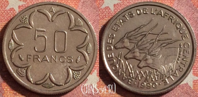 Чад 50 франков 1990 года, редкая, KM# 11, 348-106