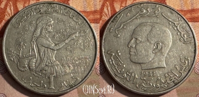 Тунис 1 динар 1983 года, KM# 304, 139s-031