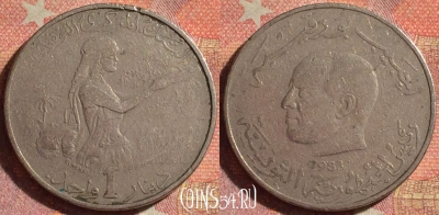 Тунис 1 динар 1983 года, KM# 304, 153i-132