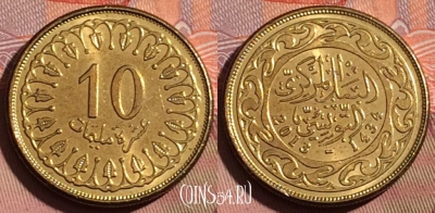 Тунис 10 миллимов 2013 г., редкая, KM# 306.1, 214b-125