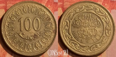 Тунис 100 миллимов 2013 года, KM# 309, 115n-070