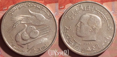 Тунис 1/2 динара 1983 года, KM# 303, 254f-130