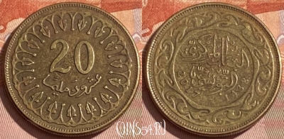 Тунис 20 миллимов 2017 г., редкая, KM# 307, 309r-031 ♛