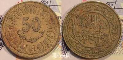 Тунис 50 миллимов 1983 года, KM 308, 116-009