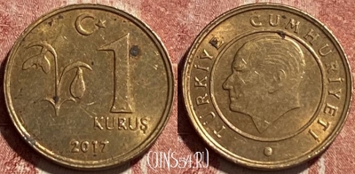 Турция 1 куруш 2017 года, KM# 1239, 072r-125