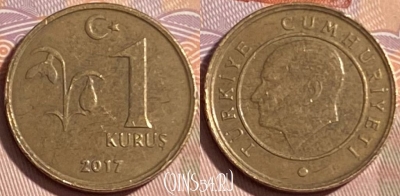 Турция 1 куруш 2017 года, KM# 1239, 479р-036