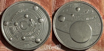 Турция 1 куруш 2022 года, Марс, UNC, 511s-060