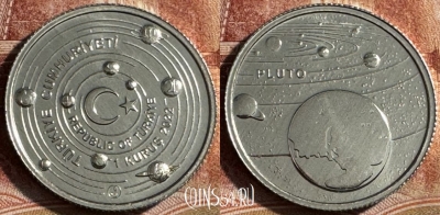 Турция 1 куруш 2022 года, Плутон, UNC, 511s-059