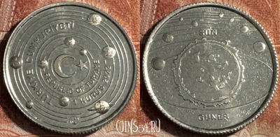 Турция 1 куруш 2022 года, Солнце, UNC, 511s-061