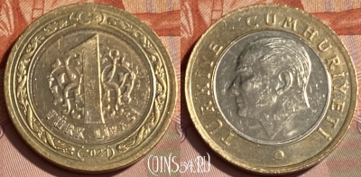 Турция 1 лира 2021 года, KM# 1244, 068s-078