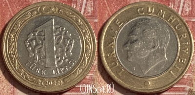 Турция 1 лира 2022 года, KM# 1244, 482р-038 ♛